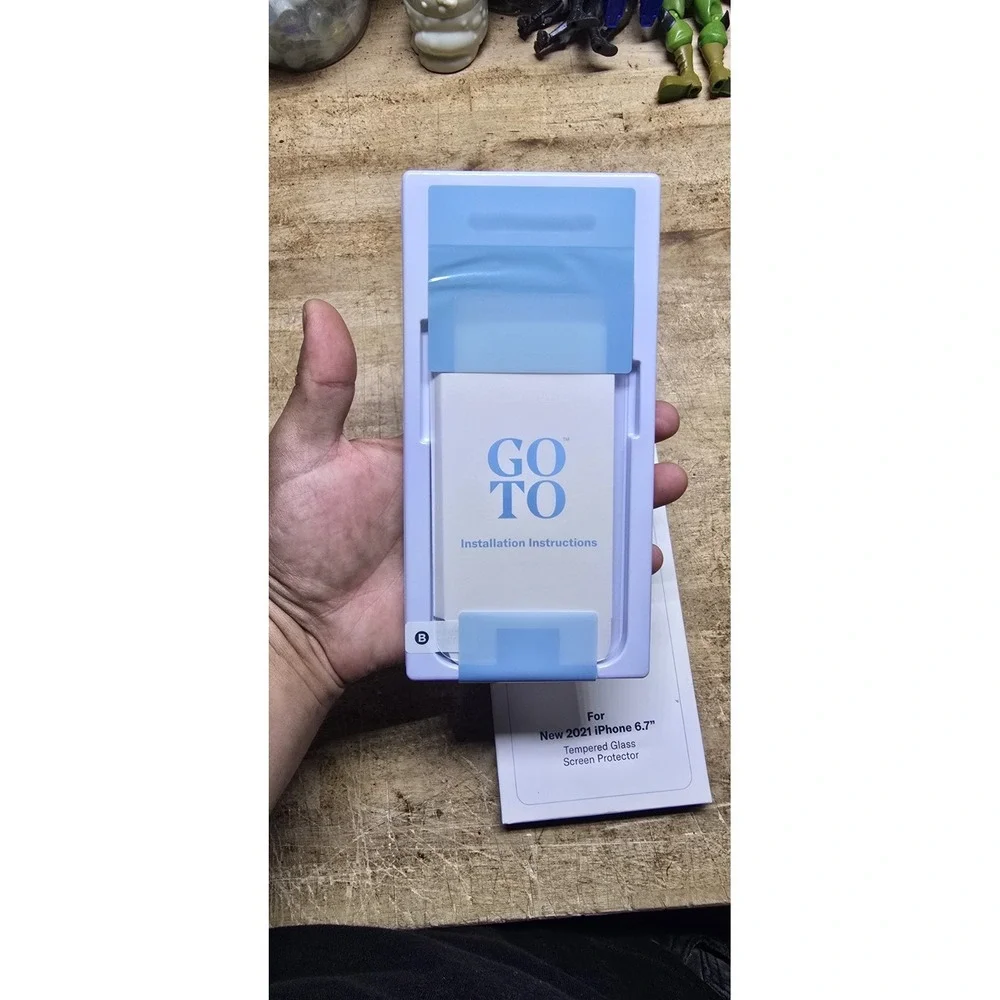 This is a GoTo brand tempered glass screen protector for 6.7-inch Apple iPhone